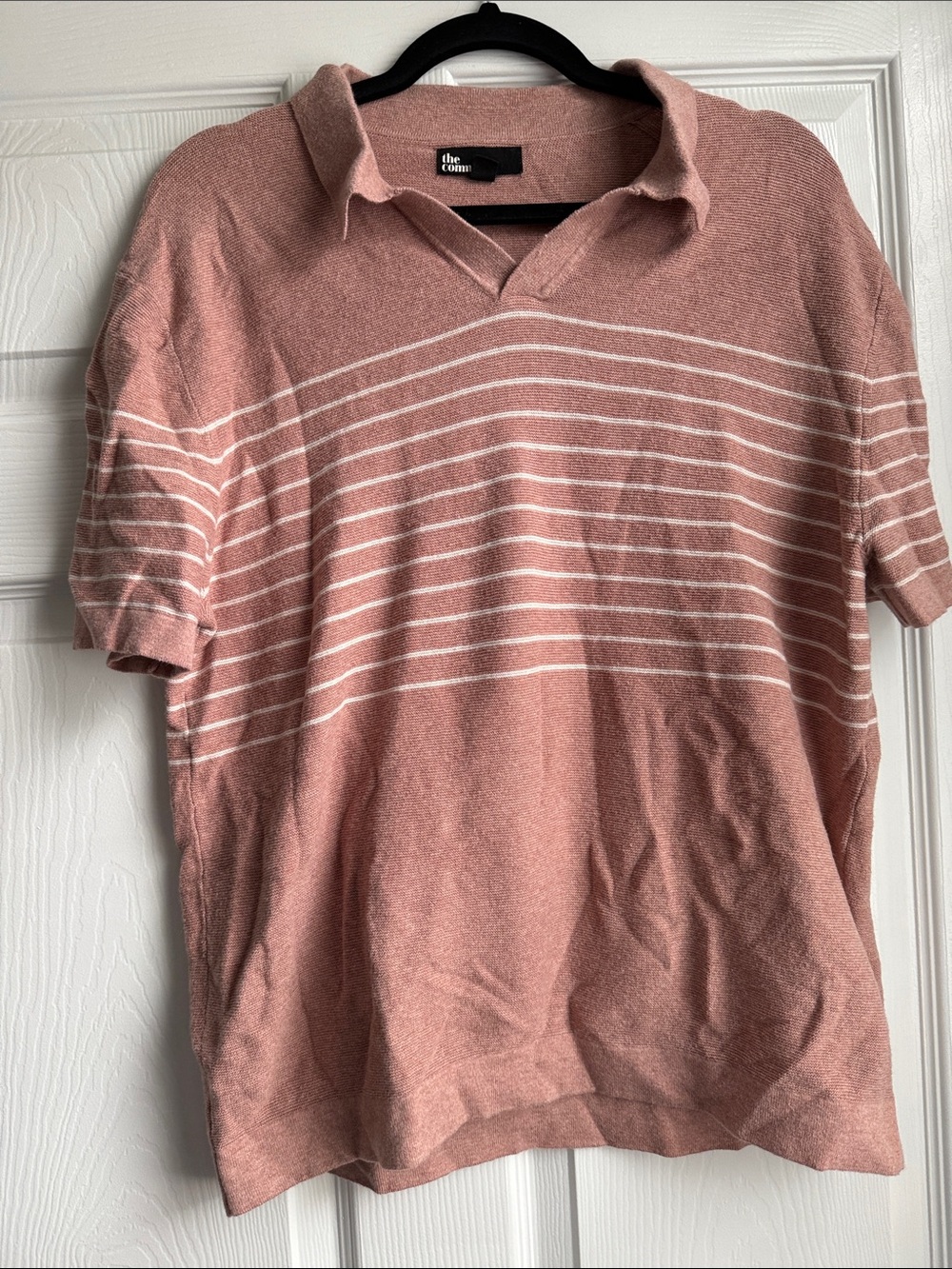 The Commons Men's Dusty Rose Stripe Polo Shirt